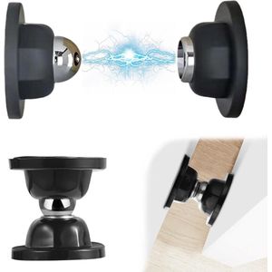 Deurstopper - Zwart - Magnetische Deurstopper voor aan de Muur - Twee Pakketten