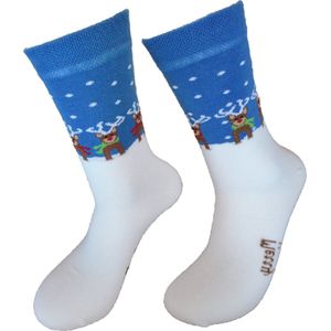 Verjaardag cadeau - Grappige sokken - Kerst sokken - Kerst Rendier Sokken - Wintersport sokken - Leuke sokken - Vrolijke sokken - Luckyday Socks - Kerst Cadeau sokken - Sokken waar je vrolijk van wordt - Maat 37-44