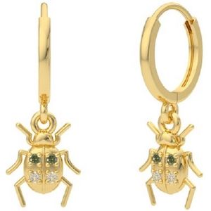 Oorringen - Scarabee met Zirkonia - Koper - 2,5 cm - Groen