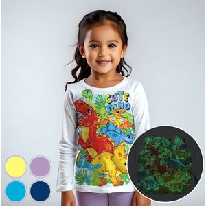 Schattige Dino Safari - Glow-in-the-dark pyjama - lila - maat 98-104 - 3 jaar - 100% katoen