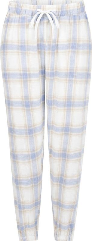 Hunkemöller Dames Nachtmode Pyjamabroek Flannel - Blauw - maat XS