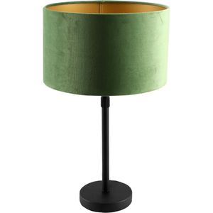 Olucia Kristianne - Moderne Tafellamp - Metaal/Stof - Goud;Groen