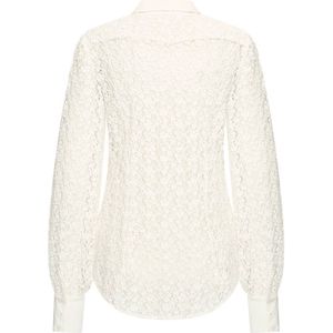 Mi Piace - Kanten Blouse - Latte - Lange Mouwen - Doorknoopsluiting
