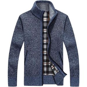 Casual vest voor heren, volledige rits, slim fit, dikke opstaande kraag, gebreide trui met zakken