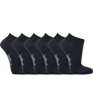 Bamboe sneakersokken | Verstevigde hak en teen | Kleur: Antraciet | Maat: Diverse maten | 6 paar