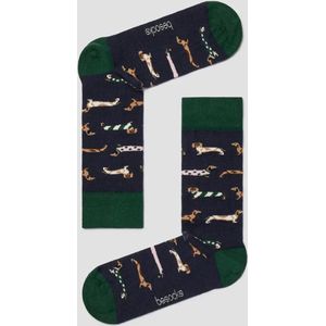 Grappige Sokken Marineblauw met Teckels in Bio katoen maat 36-40 - Teckels - Zacht - Trendy geschenk - Trendy Cadeau - Verjaardag - Geschenk - Kerst
