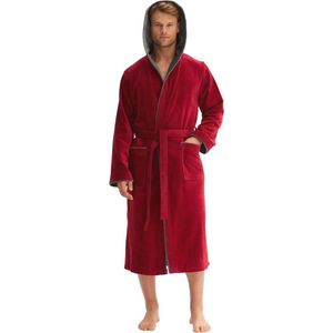 Heren Badjas Velours 100% Katoen met Kap