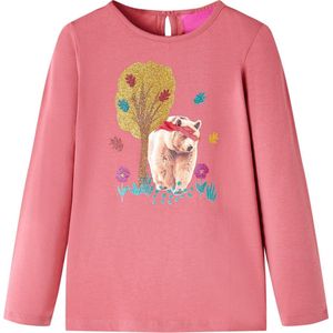 vidaXL - Kindershirt - met - lange - mouwen - 116 - oudroze