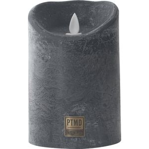 PTMD LED kaars Rustiek antraciet 10 x 10 x 15 cm - LED Light Candle rustic swiss grey moveable flame L
