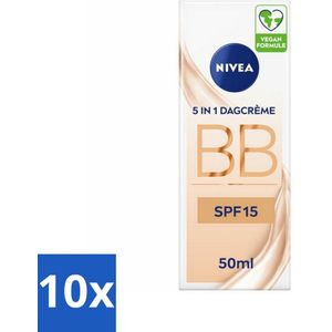 10 x NIVEA - Essentials BB Crème Light - BB Crème - SPF 15 - Hydrateert & Camoufleert - 50 ml - Make-up - Natuurlijke Look - Pigmentvlekken - Anti-aging - Jojoba-olie