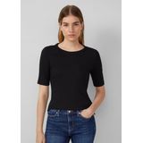 s.Oliver - Shirt - Zwart - Slanke Pasvorm - Kwartmouw