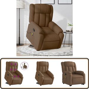vidaXL Sta-op-massagestoel verstelbaar bruin Verstelbare Stoel - Massagerstoel - Ergonomische Stoel - Sta-op Stoel - Relaxfauteuil
