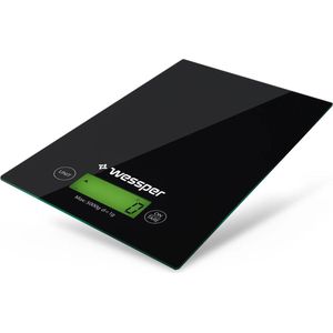 Wessper Keukenweegschaal Digitaal – Tot 5kg – Gehard Glas – 1g Nauwkeurigheid – Zwart