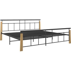 Maison Exclusive - Bedframe metaal en massief eikenhout 200x200 cm