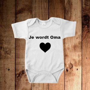 Rompertje – ""Je wordt Oma"" – Wit – 100% Katoen – Zwangerschapsaankondiging - maat 56
