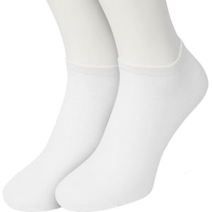 Bonnie Doon Sneakersokken Dames Wit maat 36/42 - 2 paar - Basis Korte Sokken - Gladde Naden - Enkel Sokken - Uitstekend Draagcomfort - Enkelsokken - Sneaker Sokken - 2-pack - Multipack - Effen - White - OL8110012.103