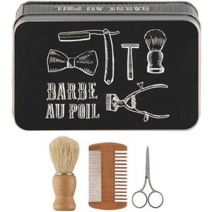 Derrière La Porte Voorraadblik Kappersbenodigdheden – Inclusief Kam, Schaar & Scheerkwast – Metaal – 12 x 8 x 4 cm – Valérie Nylin – Inhoud ca. 384 ml