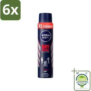 Nivea - Deospray - Men - Dry Impact - 48 Uur Lang Werkend - 250 ml - Voordeelverpakking - 6 stuks - 48 uur deodorant - Anti-transpirant