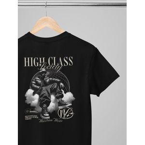 Oversized shirt - High class - Wurban Wear | T-shirt | Merk kleding | Unisex tshirt | Streetwear | Pump cover | Techno outfit | Merk shirt | Gym shirt | y2k | Techwear | Urban | Grote maten | T-shirt heren | T-shirt dames | Zwart