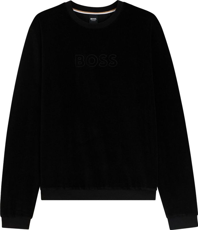BOSS - Velours Sweatshirt - Zwart - Heren Lounge Trui