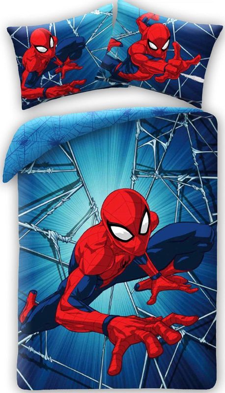 Spiderman - Dekbedovertrek Web - Blauw - 140 x 200 cm - Katoen - 1 Kussensloop 50 x 70 cm