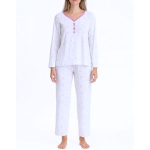 FINE WOMAN® Dames Pyjama 2321 L 40-42 wit/roze