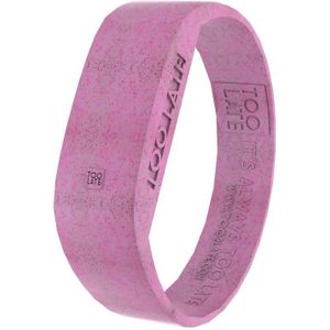 TOO LATE - Led horloge Glitter - siliconen - fuchsia - polsmaat L