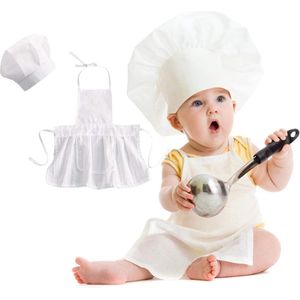 Chef Kostuum Outfit voor Newborn Baby - Fotografie - Kostuum - Hoed + Schort Outfit