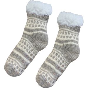 Sorprese Huissokken - Homesocks - Maat 36-40 - Grijs - Anti-Slip - Fluffy - Sokken - Variant 1 - Cadeau