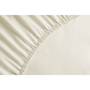 Yellow percale katoen hoeslaken creme - lits-jumeaux (180x210/220) - natuurlijk materiaal - slijtvast en duurzaam