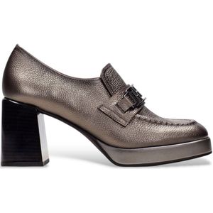 Hispanitas - Leren Mucassins - Brons - Licht Vierkante Loafers - Blokhak 7 cm
