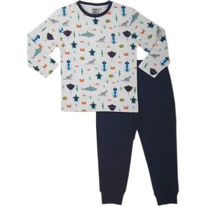 Nature Planet zachte kinderpyjama pyjama met zeedieren print (100% Oeko-tex gecertificeerd) maat 116-122 maat 6-7 jaar