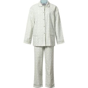 Lunatex - klassieke dames pyjama doorknoop - warm flanel - green egg - maat S