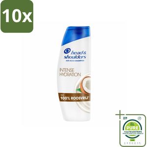 10 x Head & Shoulders - Shampoo - Intense Hydration - 100% Roosvrij - 300 ml - Grootverpakking - Anti-roos Shampoo - Roos Shampoo - Kokosolie Shampoo - Hoofdhuidproblemen - Hoofdhuid Balans