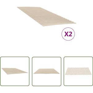 vidaXL Lattenbodem 2 stuks - 90x200 cm - Inklapbaar Houten Lattenbodem - Populier Hout - Inklapbare Lattenbodem - Tweepersoonslattenbodem - Slaapcomfort