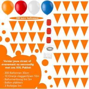 Koningsdag - Versiering - Vlaggenlijnen - Oranje - Pakket - Feest Versiering - Slingers - Ballonnen - Ballonnenboog - Uitgebreide Set