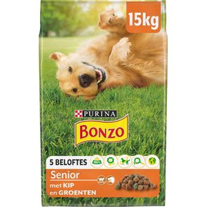 Bonzo Droog Senior - Hondenvoer Droogvoer - Kip & Groenten - 15 kg