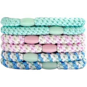 Thelau - Zachte Nylon Haarelastiekjes voor Dik/Middellang/Lang Haar - Groen - Set van 6