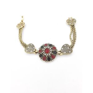 Vintage armband met  kristal en hars goud kleur, voor vrouwen, klasse jewelry met hart ,ronde knoop.