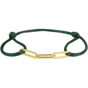 Groene Satijnen Armband met Goudkleurige Schakels