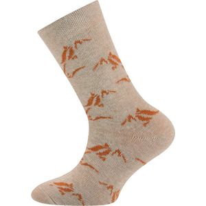 Kindersok Ewers - Beige - Patroon van Oranjebruine Paardenhoofdjes-39/42
