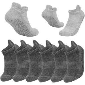 Antislip Sokken Katoen voor Mannen en Vrouwen - 6 Paar Enkelsokken voor Yoga, Sport en Hardlopen