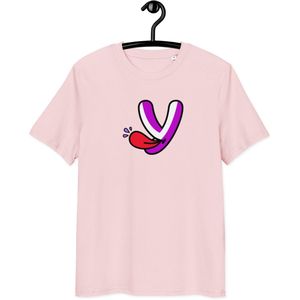 YumYume T-shirt - By BitPopArt - Unisex - 100% Biologisch Katoen - Roze - Maat XL | Grappige Tekst| Zomer t-shirt| Heren T-shirt | Dames Shirt