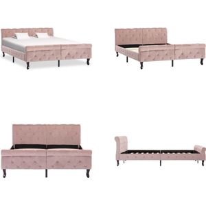 vidaXL Bedframe fluweel roze 140x200 cm - Bedframe - Bedframes - Bed - Bedden