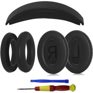 Allecto Plus - Compatibele zachte eiwitleer oorkussenset voor noise-cancelling koptelefoon (zwart)