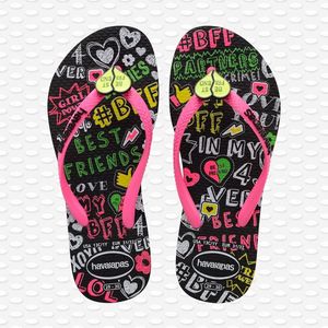 Havaianas Slim BFF Meisjes Slippers - Black - Maat 27/28