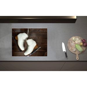 Inductieplaat Beschermer - Wit Leren Kunstschaatsen - 60x52 cm - 2 mm Dik - Inductie Beschermer van Vinyl