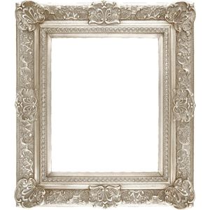 Moderne Wand Spiegel William Buitenmaat 56x66 cm Zilver - Luxe sierspiegel in sierlijke houten lijst met ornament - Engelse spiegel - Muurspiegel - Wandspiegel - Facetrand - Barok Badkamerspiegel