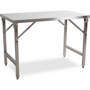 HCB® - Professionele inklapbare Werktafel - Opvouwbare tafel - 120 x 70 x 80 cm - RVS / INOX keukenwerktafel - Werkbank inklapbaar - 18 kg - 2633