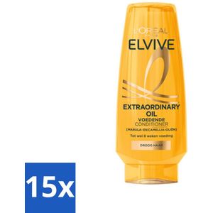 15 x L'Oréal Elvive Extraordinary Oil Conditioner 200 ml - Haar Glans - Haar Herstellen - Voedende Conditioner